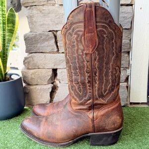 J.B. Dillon Brown Leather Mens Cowboy Boots